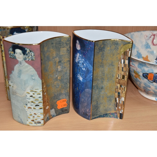 831 - A GROUP OF CERAMICS, comprising three pieces of Poole Pottery: a Galaxy pattern purse vase, height 1... 