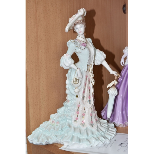 839 - THREE LIMITED EDITION COALPORT FIGURINES comprising 'Lady Caroline at the Summer Garden Party,' 'Lad... 