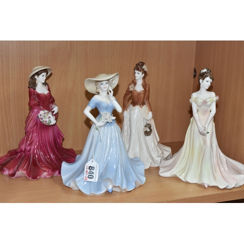 840 - FOUR COALPORT 'FOUR SEASONS' FIGURINES to include 'Spring' (a petal chipped to the bouquet), 'Summer... 