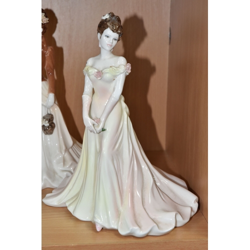 840 - FOUR COALPORT 'FOUR SEASONS' FIGURINES to include 'Spring' (a petal chipped to the bouquet), 'Summer... 