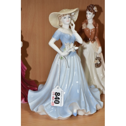 840 - FOUR COALPORT 'FOUR SEASONS' FIGURINES to include 'Spring' (a petal chipped to the bouquet), 'Summer... 