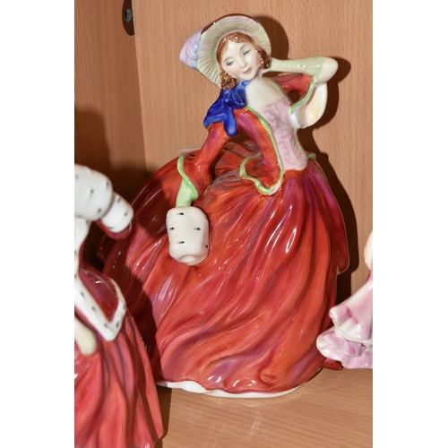 841 - ELEVEN ROYAL DOULTON AND COALPORT FIGURINES, comprising Royal Doulton Heather HN2956, Amy HN3316 Fig... 