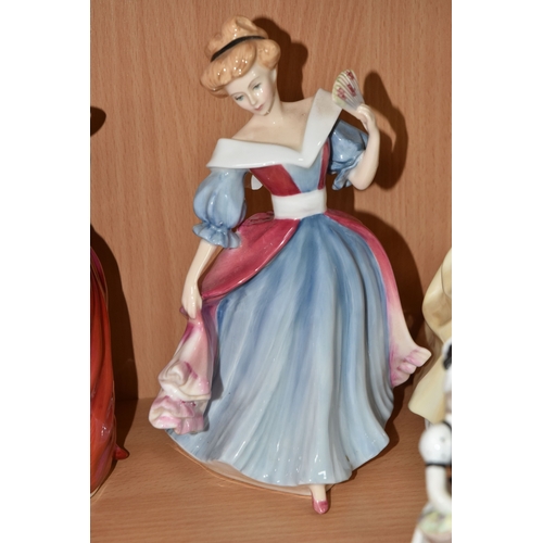 841 - ELEVEN ROYAL DOULTON AND COALPORT FIGURINES, comprising Royal Doulton Heather HN2956, Amy HN3316 Fig... 