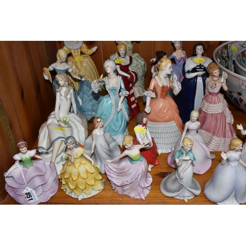 851 - A LARGE GROUP OF BOTH GLAZED AND BISQUE FEMALE FIGURINES to include eleven bisque ladies from the Fr... 