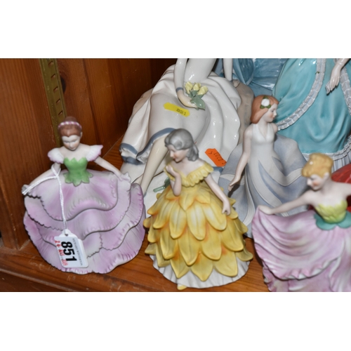 851 - A LARGE GROUP OF BOTH GLAZED AND BISQUE FEMALE FIGURINES to include eleven bisque ladies from the Fr... 