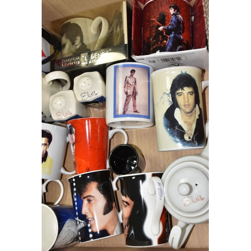 THREE BOXES OF ELVIS PRESLEY MEMORABILIA ITEMS, to include a large ...