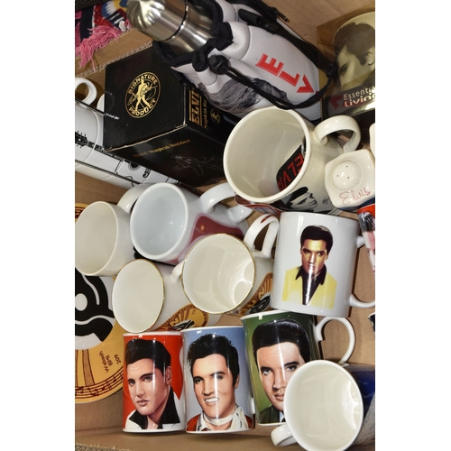 THREE BOXES OF ELVIS PRESLEY MEMORABILIA ITEMS, to include a large ...