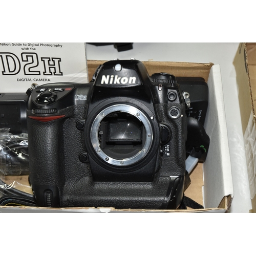 A BOX CONTAINING A NIKON D2H CAMERA, camera body serial no 2013445 ...