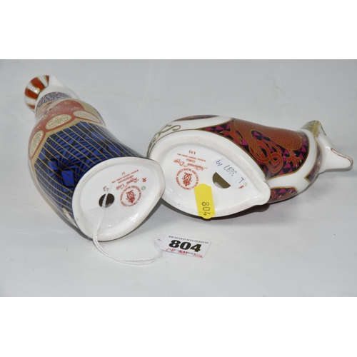 804 - TWO ROYAL CROWN DERBY PAPERWEIGHTS, comprising Royal Cats 'Abyssinian', dated 1988, height 23cm, (no... 