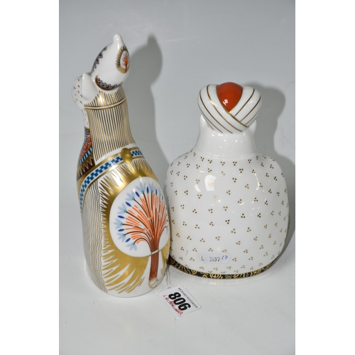 806 - TWO ROYAL CROWN DERBY PAPERWEIGHTS, comprising Royal Cats 'Egyptian', date 1987, height 21cm, (no st... 