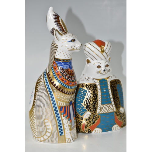 806 - TWO ROYAL CROWN DERBY PAPERWEIGHTS, comprising Royal Cats 'Egyptian', date 1987, height 21cm, (no st... 