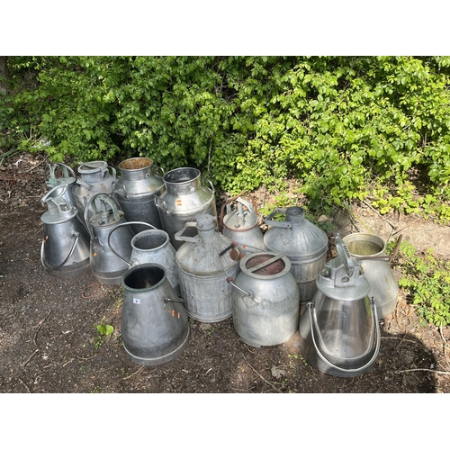 5 - A COLLECTION OF STAINLESS STEEL, ALUMINIUM AND GALVANISED MILKING EQUIPMENT, including SS milk churn... 