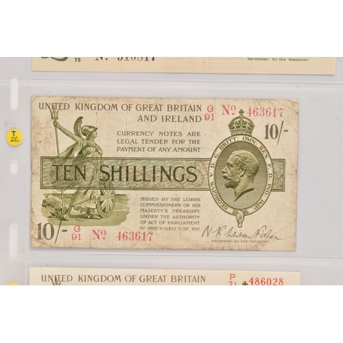 468 - Collection of Bank of England Banknotes Signature Warren Fisher, Ten Shillings first issue 1919 pref... 