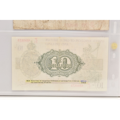 468 - Collection of Bank of England Banknotes Signature Warren Fisher, Ten Shillings first issue 1919 pref... 