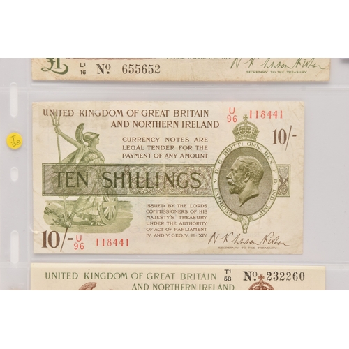 468 - Collection of Bank of England Banknotes Signature Warren Fisher, Ten Shillings first issue 1919 pref... 
