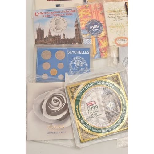 472 - 11 Brilliant Uncirculated coin sets different dates from 1982-2010, a 1999 Diana Princess of Wales M... 