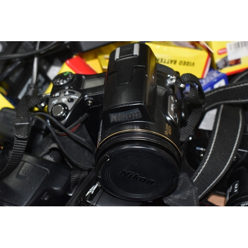 A BOX OF CAMERAS, to include a Nikon Coolpix 8800 VR, Nikon Coolpix ...