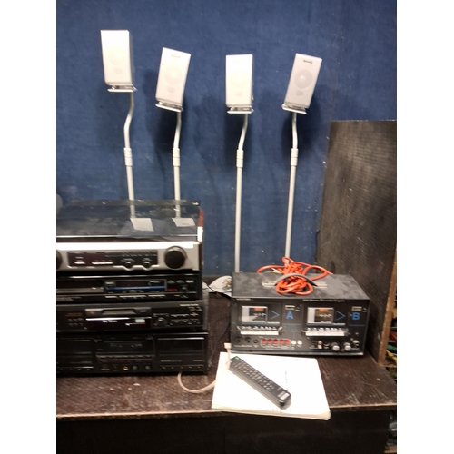 66 - A COLLECTION OF AUDIO AND VISUAL EQUIPMENT including a Sony MDS-JE530 mini disc player with remote a... 