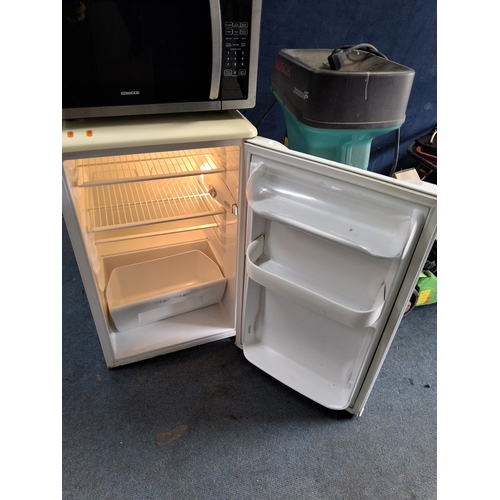 71 - A ZANUSSI UNDER COUNTER FRIDGE width 50cm, depth 60cm, height 84cm along with a Kenwood microwave (b... 