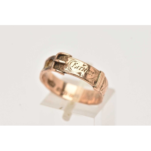 AN EARLY 20TH CENTURY, 9CT ROSE GOLD MEMORIAL RING, in the form of a ...