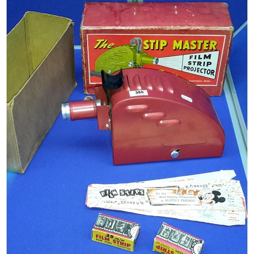 366 - The Stip Master film strip projector, 35mm, with box & Walt Disney film strips.