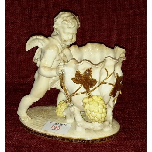 193 - Late 19th century Nouveau Moore Bro's cherub & floral design vase, 17cm