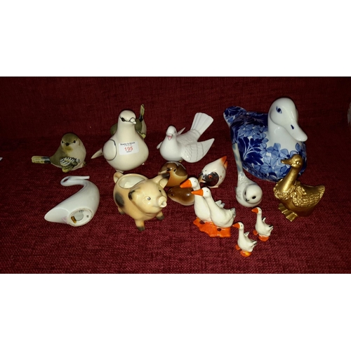 195 - Selection of bird figures to include, Beswick, Goebel & USSR pottery