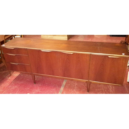 270 - Retro McIntosh sideboard on pedestal supports, 3 drawers & 3 doors with fitted shelving, 76x201x46cm