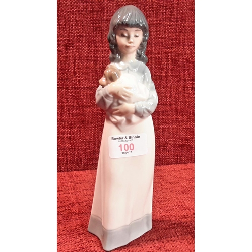 100 - Nao girl with  puppy figure, 23cm