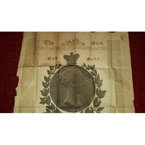 103 - An original copy of 'The Sun' Gold edition London newspaper commemorating the coronation of Queen Vi... 