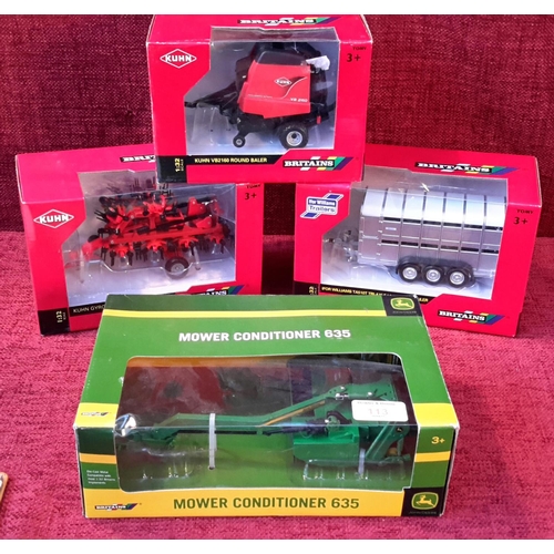 113 - 4 Britains tractor equipment sets boxed