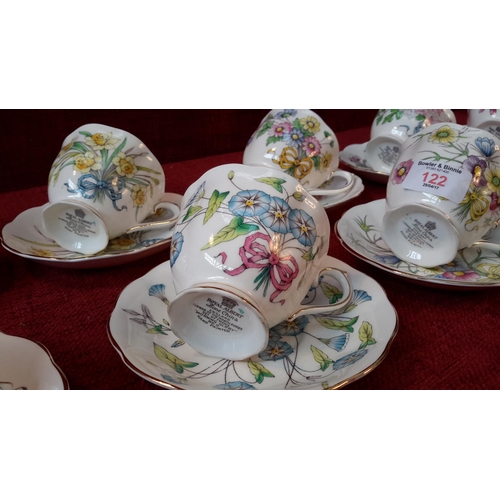 122 - Hand painted early Royal Albert flower of the month series set of 12 cups & saucers