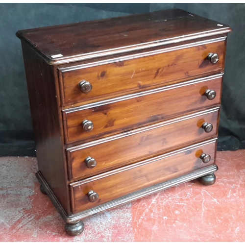 148 - Stained pine 4 drawer chest, 87x88x44cm