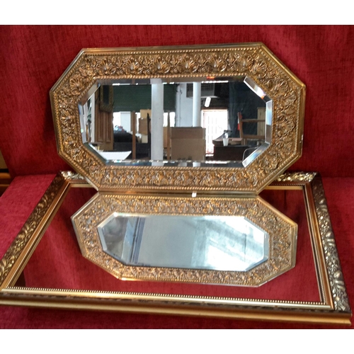 154 - Gilt framed ornate mirror, together with ornate brass framed mirror