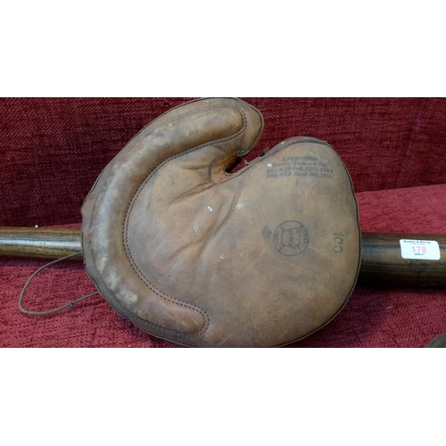 178 - A.J.REACH CO PHILA 1895 baseball mitt, Reach's Burley 1900's baseball bat & 1900's baseball cap