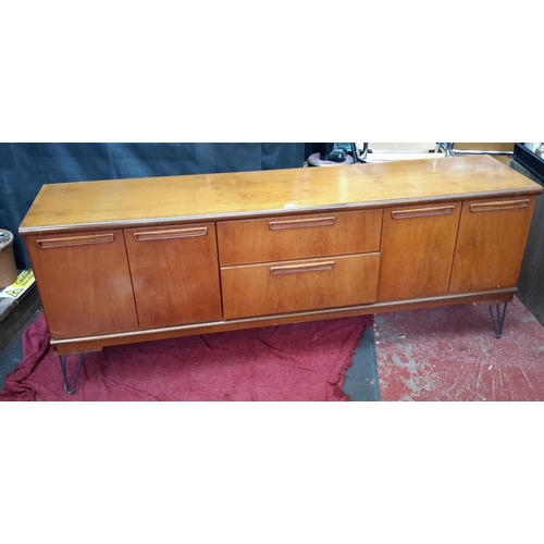 249 - Large retro teak sideboard on pedestal metal legs