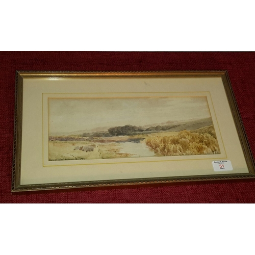 51 - Peter Macgregor Wilson R.S.W (c1856-1928) landscape watercolour, 14x33cm