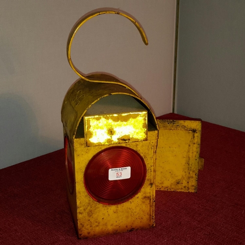 53 - Vintage paraffin yellow traffic signal (Chalwyn), 37cm