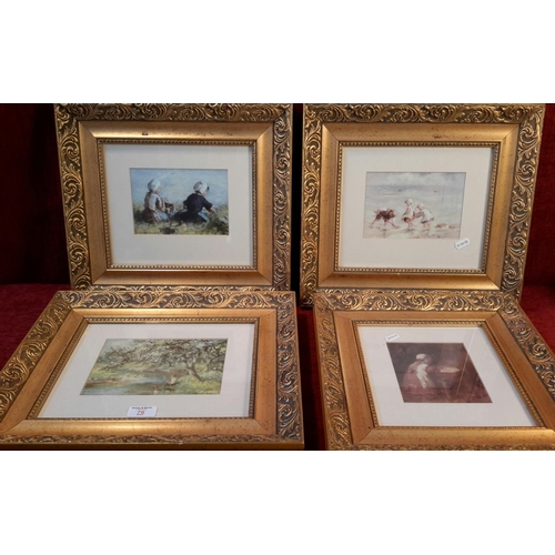 76 - 6 children scene prints in fitted gilt frames