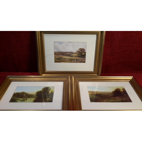 77 - 7 various mountain & river scene prints in gilt frames after various artists A. De Breanski, George ... 