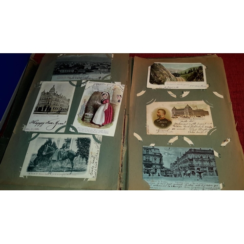 110 - 1900's postcard album full of world postcards from countries such as; America, UK, Greece & France e... 