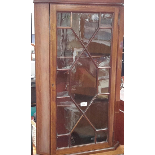 254 - Edwardian corner display cabinet with glass front doors & key