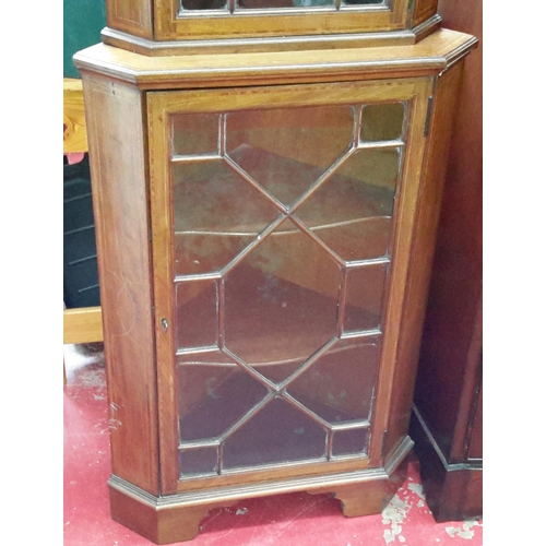 254 - Edwardian corner display cabinet with glass front doors & key