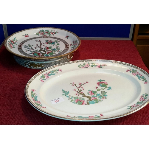 331 - Early Minton Indian Tree design comport dish, together with B.P Scottish Indian Tree platter