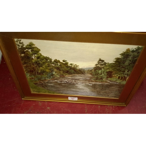 167 - River scene painting signed