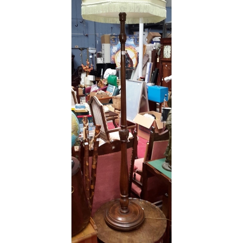 181 - Hardwood tall standard light with ornate table