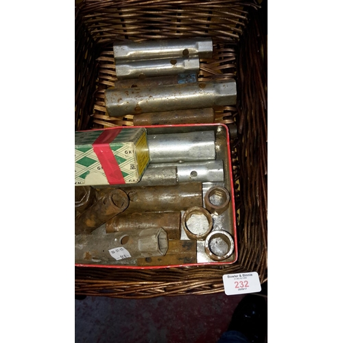 232 - various sized sockets & brass screws