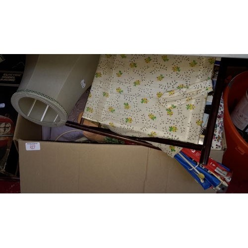 277 - Box of sewing items & lamps