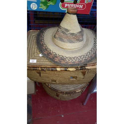 286 - Wicker basket & hat & box