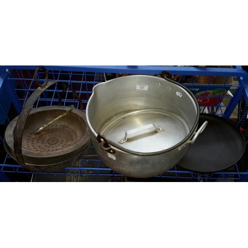 358 - Jelly pan, cast metal pot & 1 other